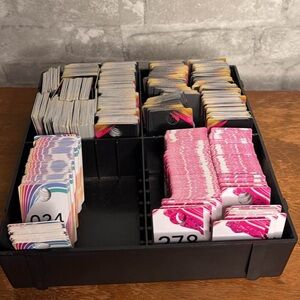 Durable Plastic Live Sale Number Tags Pink with Backwards Numbers on one Side